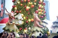 Animal statue and light decorate beautiful on Christmas celebrations.